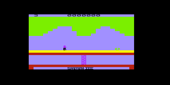 Pitfall! (VIC-20) screenshot: A Wall Blocks the Lower Platform