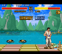 Fighter's History (SNES) screenshot: Round lost
