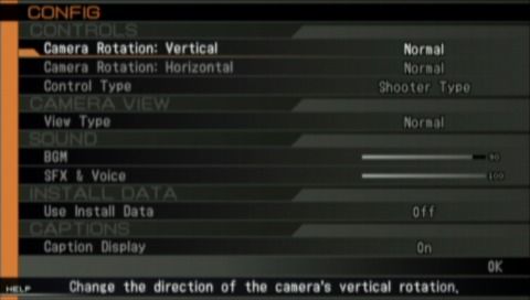 The 3rd Birthday (PSP) screenshot: Game options.
