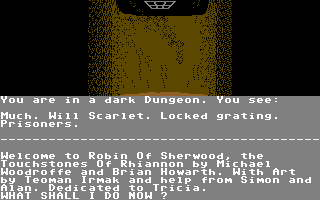 Robin of Sherwood: The Touchstones of Rhiannon (Commodore 64) screenshot: How to escape from the dungeon?