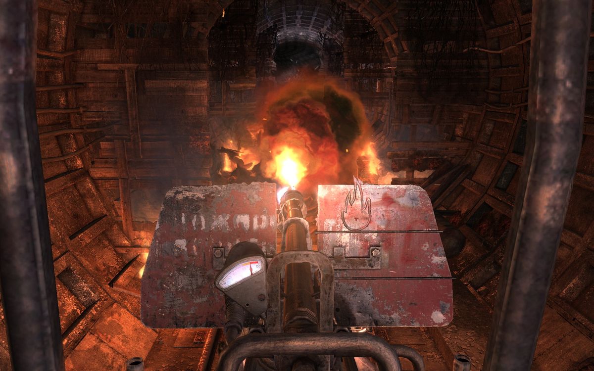 Metro 2033 (Windows) screenshot: I know I make fun of this in almost every screenshot-submission but seriously: why does every shooter need a rail-shooter-section?