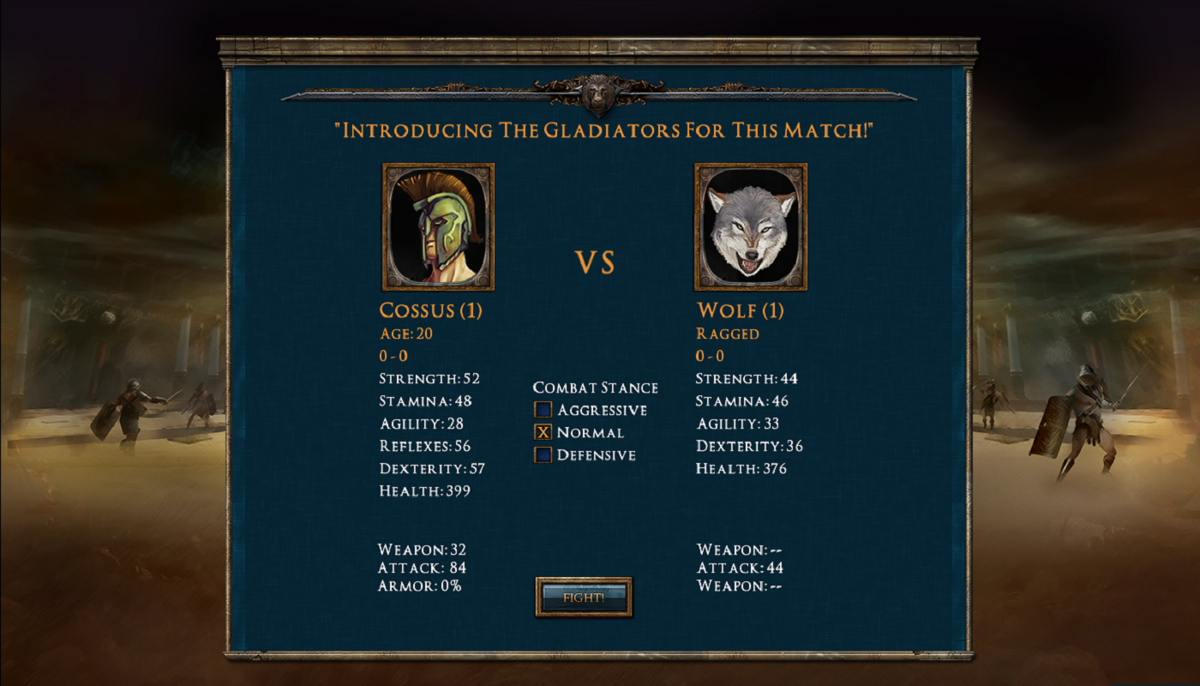 Age of Gladiators (Windows) screenshot: Picking Strategy