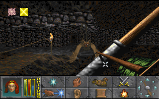 The Elder Scrolls: Daggerfall (Demo Version) (DOS) screenshot: An encounter with a Giant Bat.
