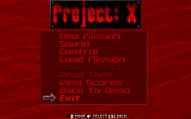 Project: X Insurrection (Windows) screenshot: Main menu