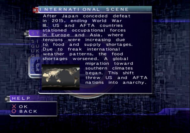 Gungriffon Blaze (PlayStation 2) screenshot: The background story of the game