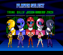Mighty Morphin Power Rangers (SNES) screenshot: Selecting your character