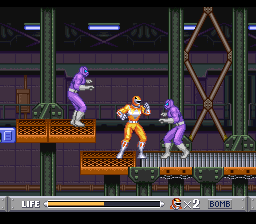 Mighty Morphin Power Rangers (SNES) screenshot: Moving platform