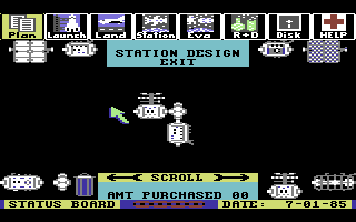 Project: Space Station (Commodore 64) screenshot: Designing your station.