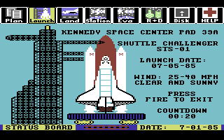 Project: Space Station (Commodore 64) screenshot: Launch Pad.