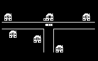 Snooper Troops (Commodore 64) screenshot: The neighbourhood.