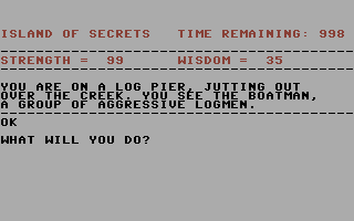 Island of Secrets (Commodore 64) screenshot: What now?