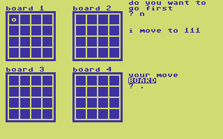 3 D OXO (Commodore 64) screenshot: Your Move.