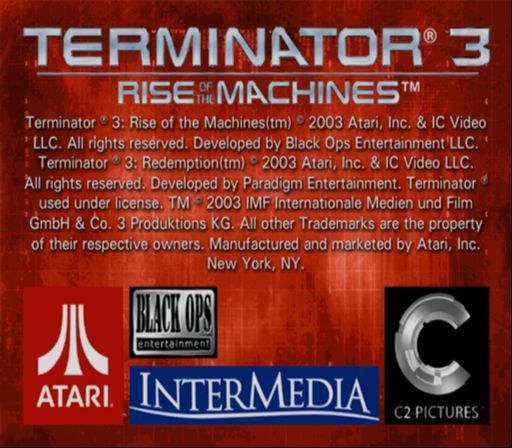 Terminator 3: Rise of the Machines (PlayStation 2) screenshot: The copyright screen