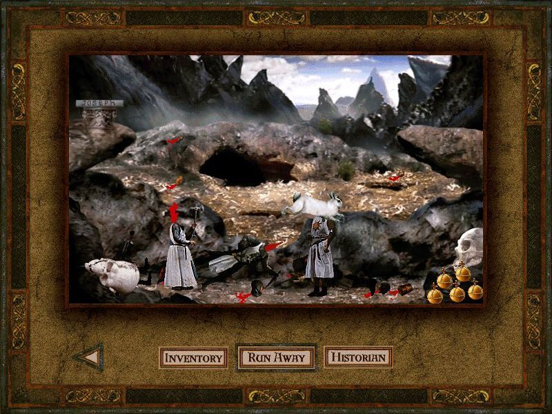 Monty Python & the Quest for the Holy Grail (Windows) screenshot: The Legendary Black Beast of Arrrghhh easily kills the knights