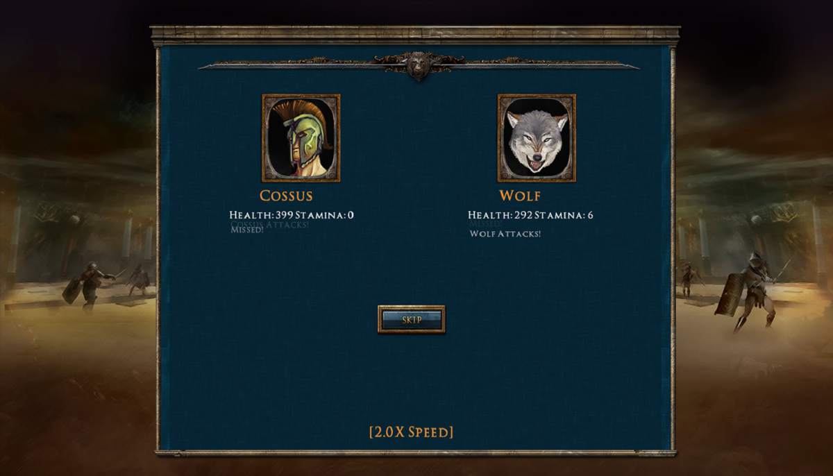 Age of Gladiators (Windows) screenshot: Good luck Cossus!