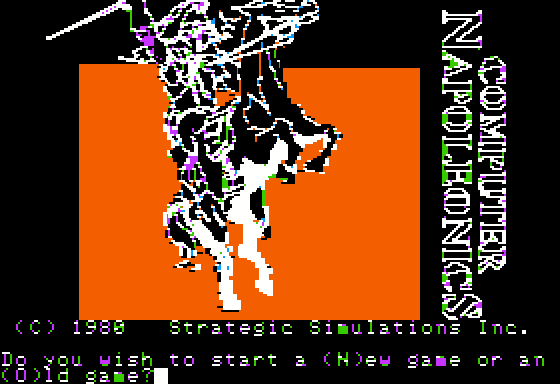 Computer Napoleonics: The Battle of Waterloo (Apple II) screenshot: Game's title screen.