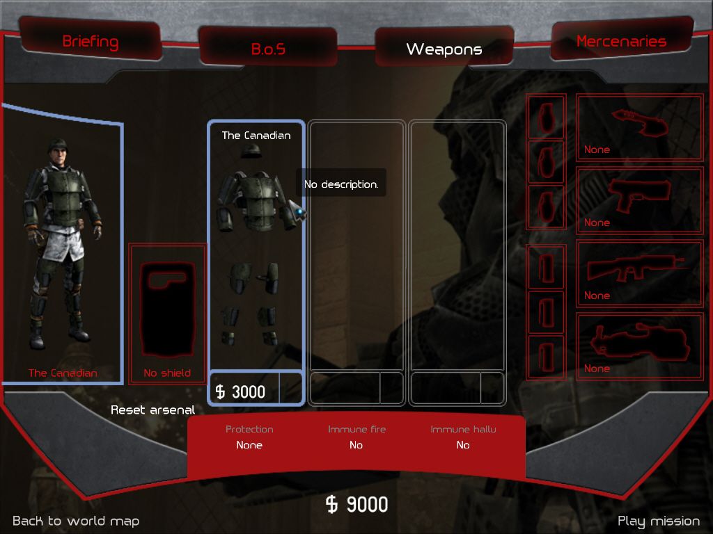 Bet on Soldier: Blood Sport (Windows) screenshot: Purchase armour and guns. Lots of guns.