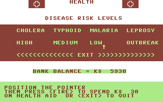 President (Commodore 64) screenshot: Health.