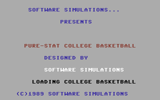Pure-Stat College Basketball (Commodore 64) screenshot: Loading Screen.