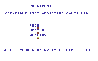 President (Commodore 64) screenshot: Countries Wealth?