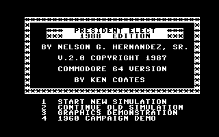 Screenshot Of President Elect: 1988 Edition (commodore 64, 1987 