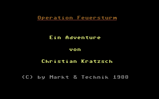 Operation Feuersturm (Commodore 64) screenshot: Title Screen.