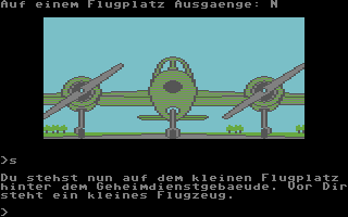 Operation Feuersturm (Commodore 64) screenshot: I'm leaving on a jet plane.