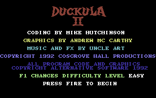 Count Duckula 2 Featuring Tremendous Terence (Commodore 64) screenshot: Title Screen.