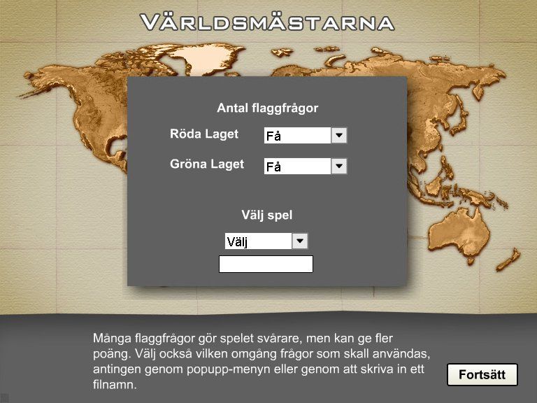 Världsmästarna (Windows) screenshot: Main menu