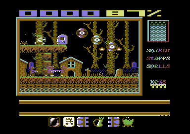 Elven Warrior (Commodore 64) screenshot: Found a door to underground
