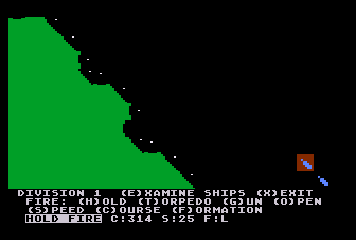 Warship (Atari 8-bit) screenshot: Cruiser Command