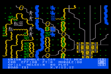 Gettysburg: The Turning Point (Atari 8-bit) screenshot: Evaluating a Unit