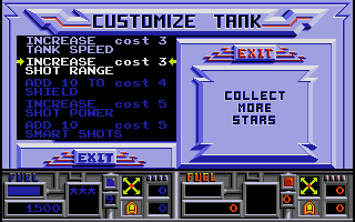 Vindicators (Amiga) screenshot: Customize your tank