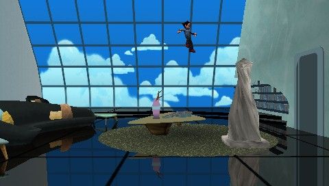 Astro Boy: The Video Game (PSP) screenshot: Playing one of the early levels in the Story mode