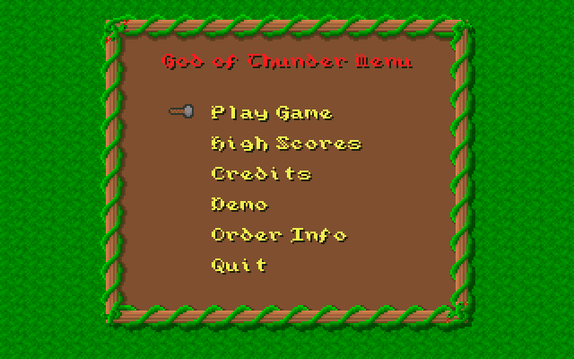God of Thunder (DOS) screenshot: main menu