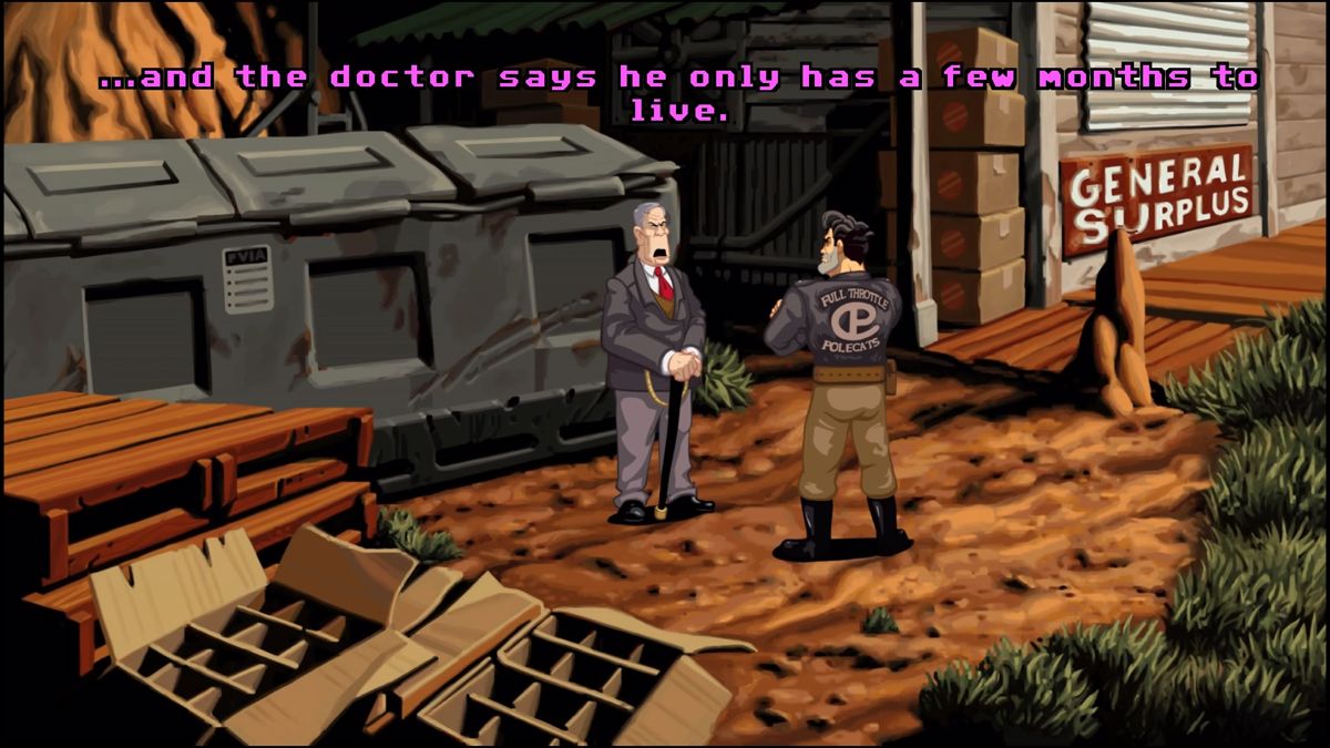 Full Throttle: Remastered (PlayStation 4) screenshot: Discussing business with Ripburger