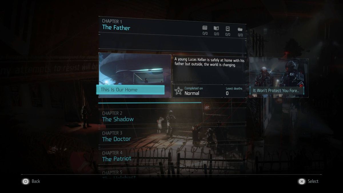 Killzone: Shadow Fall (PlayStation 4) screenshot: Main menu.