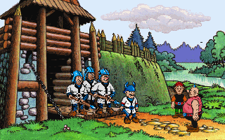 Kajko i Kokosz (DOS) screenshot: Enemy at the gates!