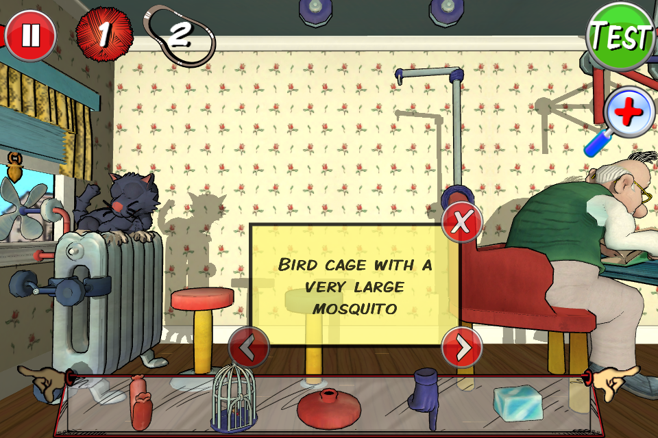 Rube Works: The Official Rube Goldberg Invention Game (iPhone) screenshot: Level 6 hint