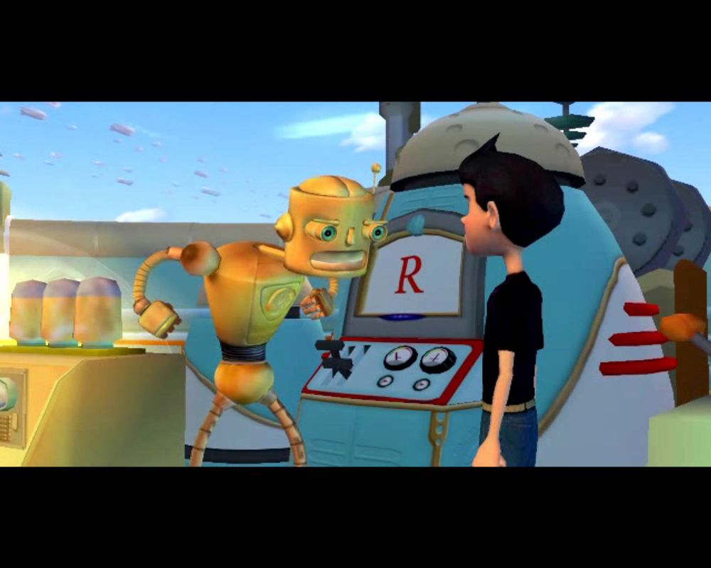Meet the Robinsons (Windows) screenshot: Wilbur and his robot Carl