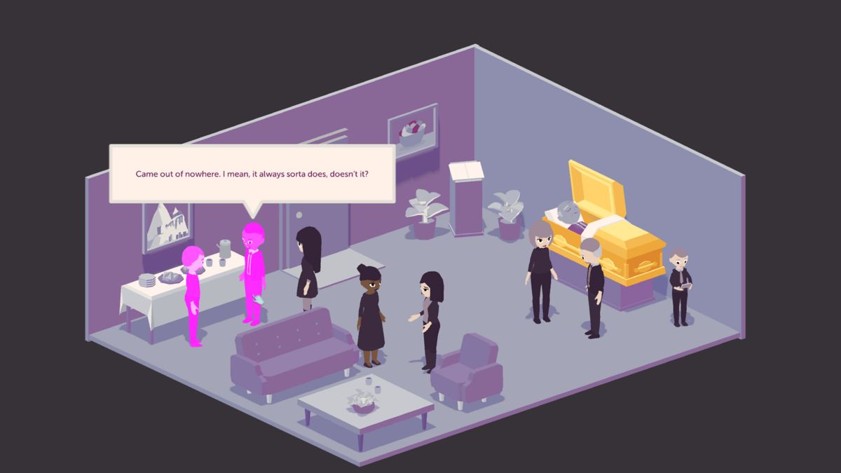 A Mortician's Tale (Windows) screenshot: The active conversation with the characters highlighted.