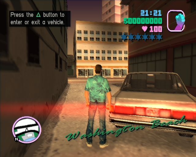 Grand Theft Auto: Vice City (PlayStation 2) screenshot: Once the cut sequences are over the player takes control