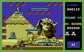 4 in 1: Airwolf / Bomb Jack / Commando / Frank Bruno's Boxing (Commodore 64) screenshot: Bomb Jack