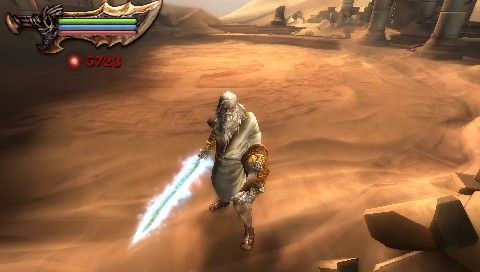 God of War: Ghost of Sparta (PSP) screenshot: Kratos as Zeus (unlockable costume)