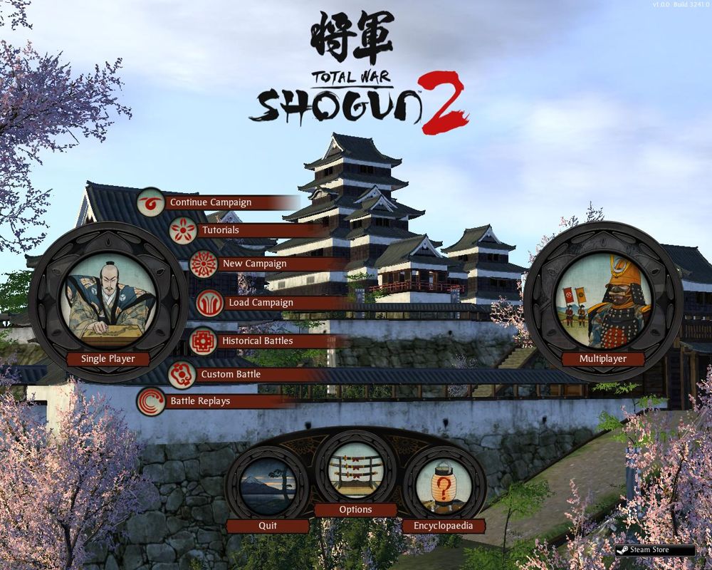 Total War: Shogun 2 (Windows) screenshot: Main menu.