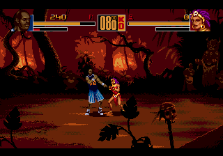 Shaq Fu (Genesis) screenshot: Shaq in a mysterious jungle. Harder than beating the crap out of Philadelphia 76-ers, eh?