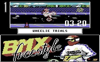 BMX Freestyle (Commodore 64) screenshot: Careful now.
