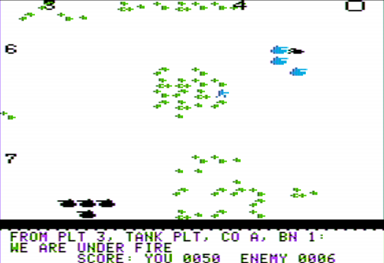 Battalion Commander (Apple II) screenshot: Engaging Enemy Vehicles
