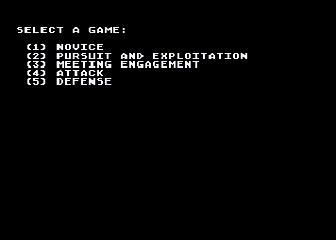 Battalion Commander (Atari 8-bit) screenshot: Main Menu