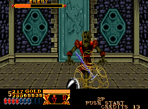 Crossed Swords (Neo Geo) screenshot: Look, ma! I'm fighting with a dummy